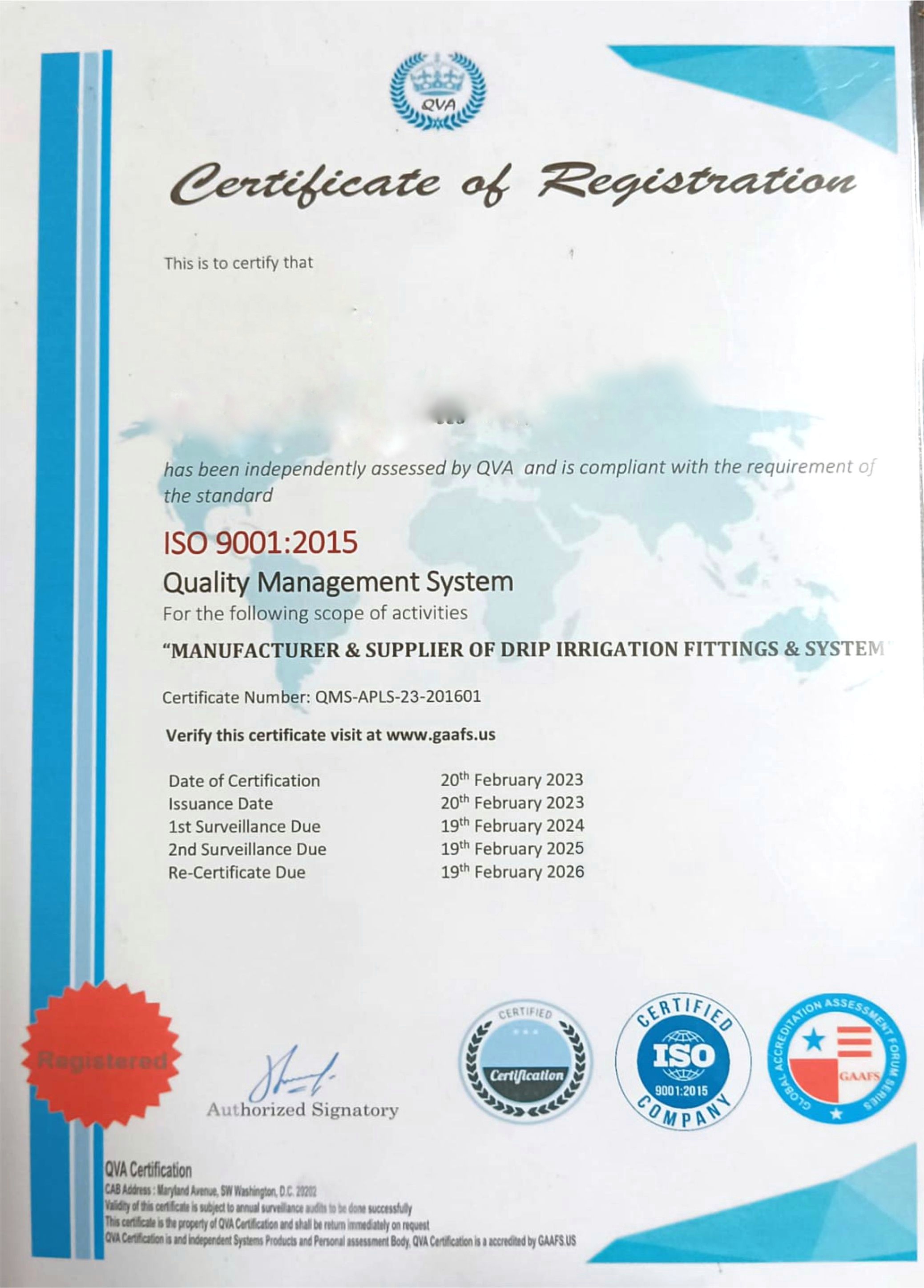 certificate of registration